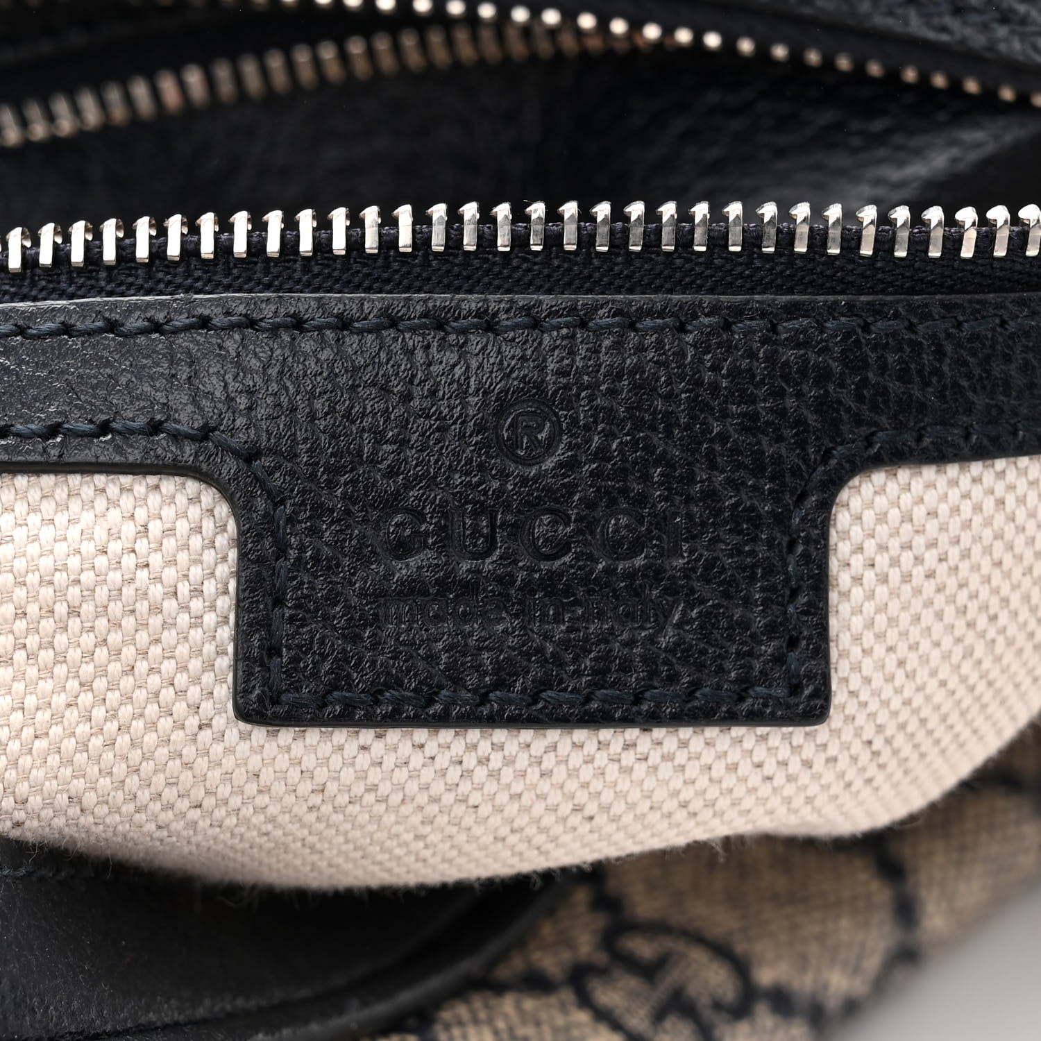 Gucci GG Supreme Monogram Textured Calfskin Web Large Attache Shoulder Bag Beige Blue 6 of 11