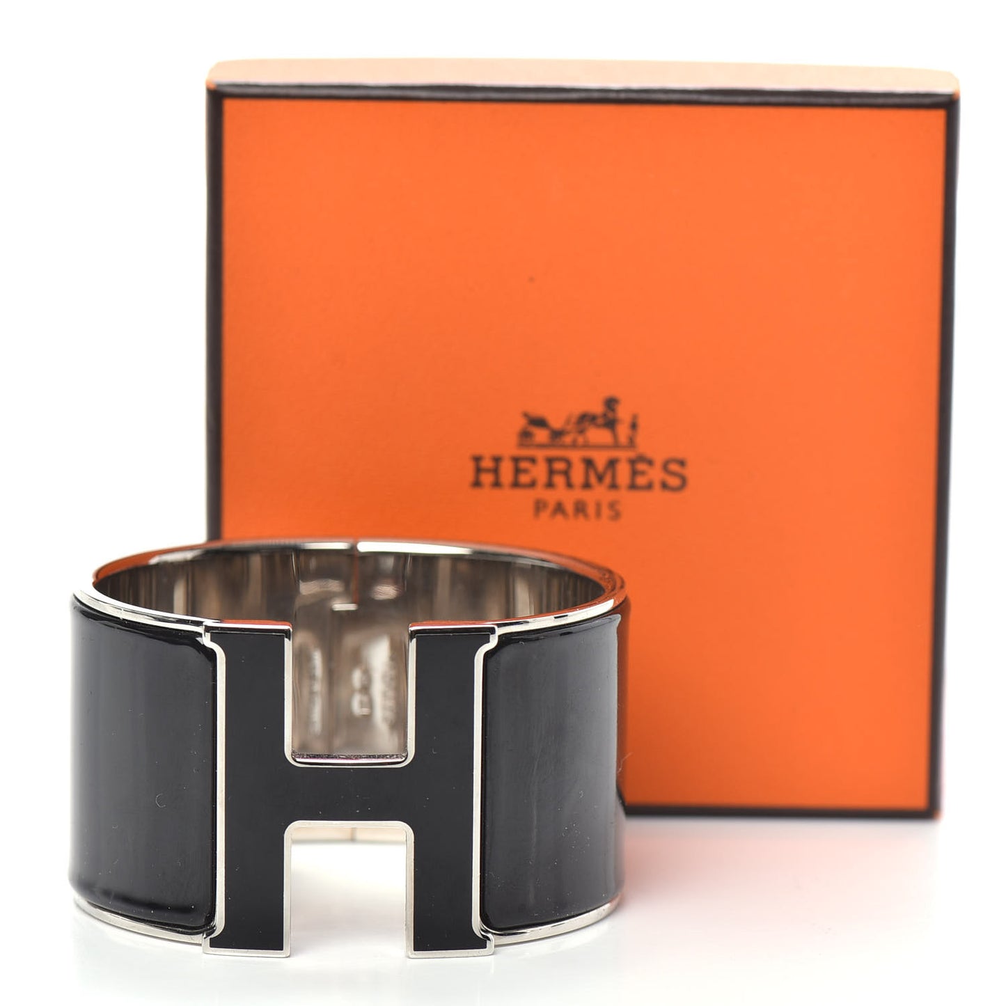 Enamel Extra Wide Clic Clac H Bracelet PM Black