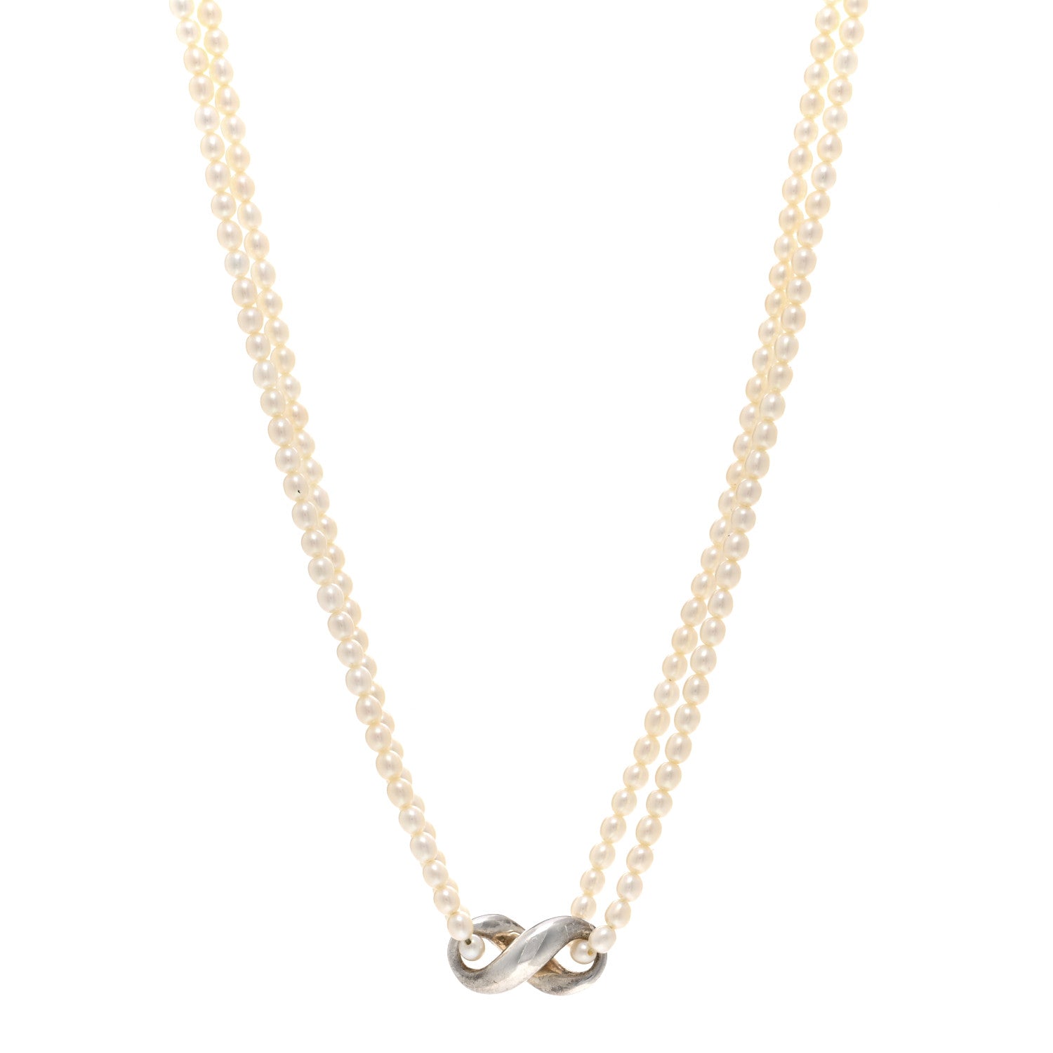 Tiffany Sterling Silver Pearl Infinity Necklace 1 of 4