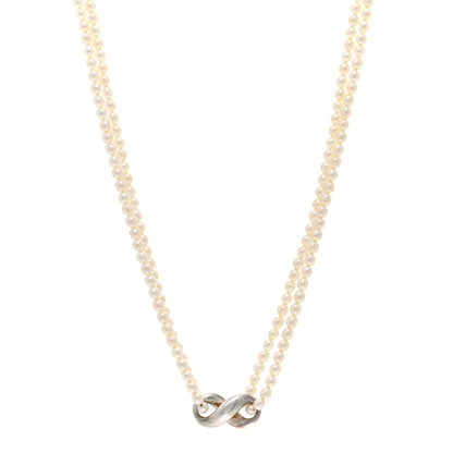 Tiffany Sterling Silver Pearl Infinity Necklace 1 of 4