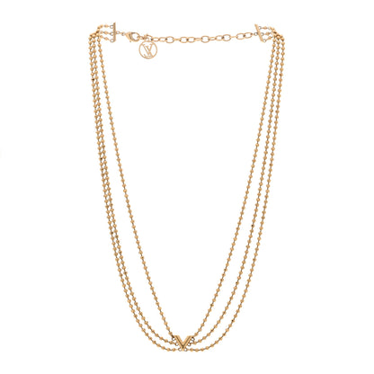 Louis Vuitton Metal Essential V Skin Necklace Gold 3 of 4