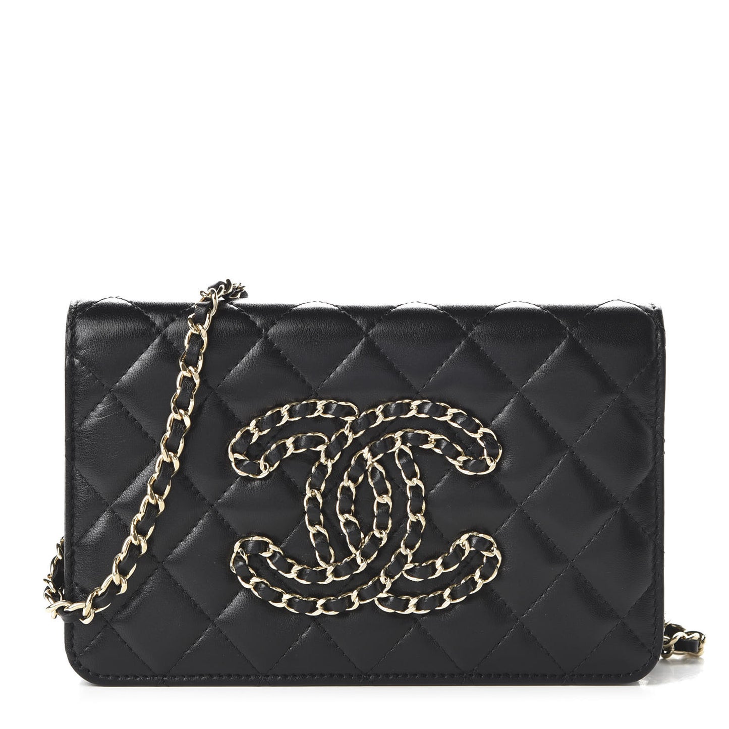 Calfskin Once Upon A Time Wallet on Chain WOC Black