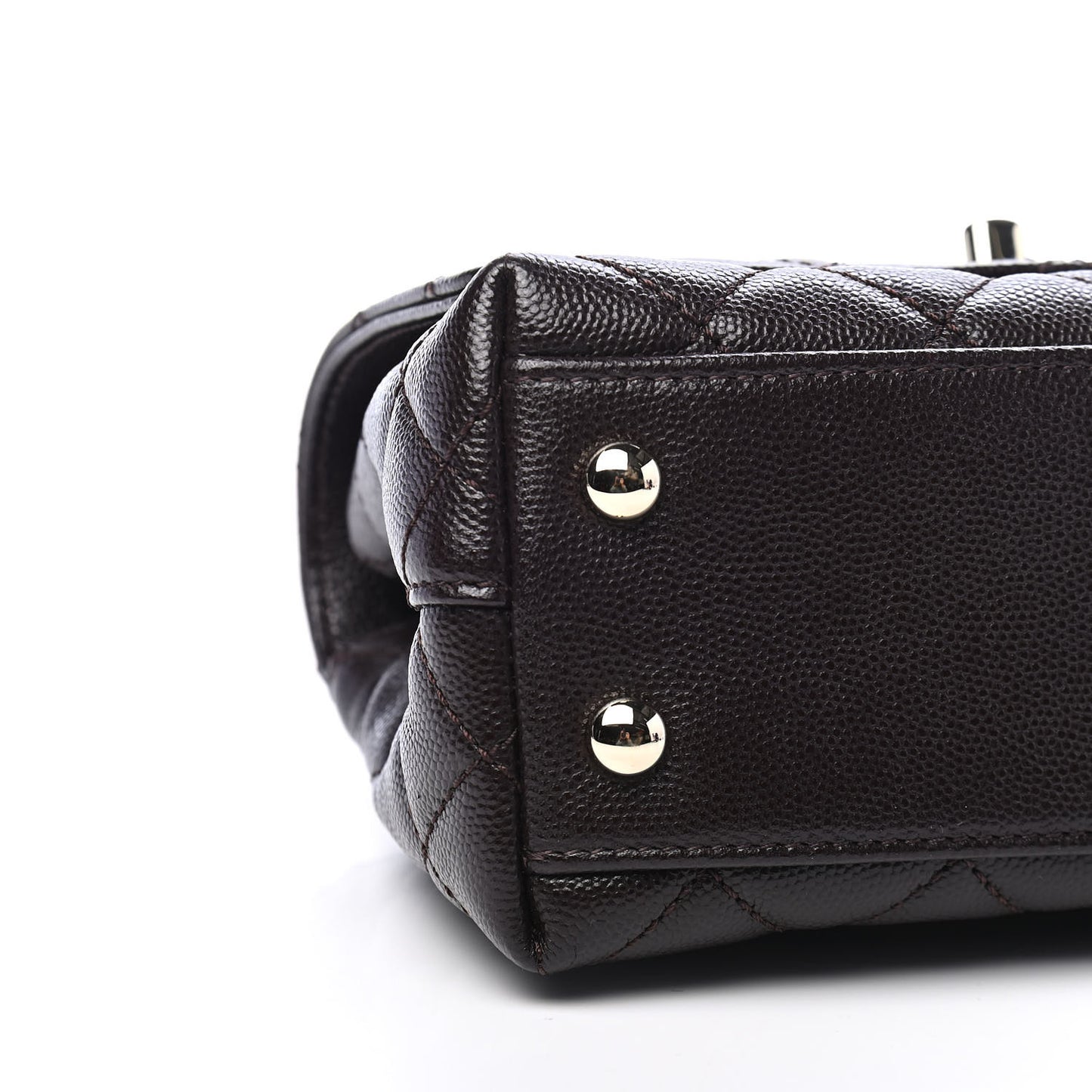 Caviar Quilted Extra Mini Coco Handle Flap Dark Brown