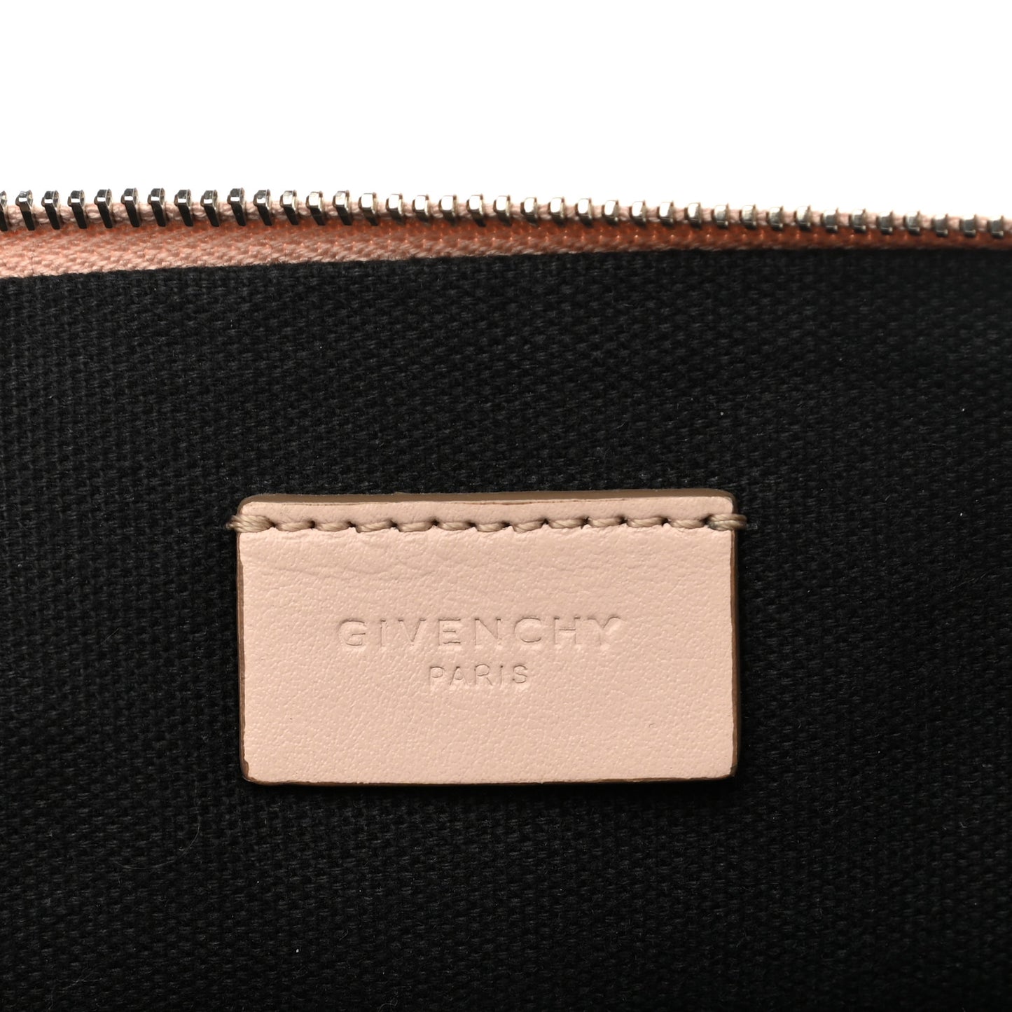 Calfskin Logo Zip Pouch Pale Pink