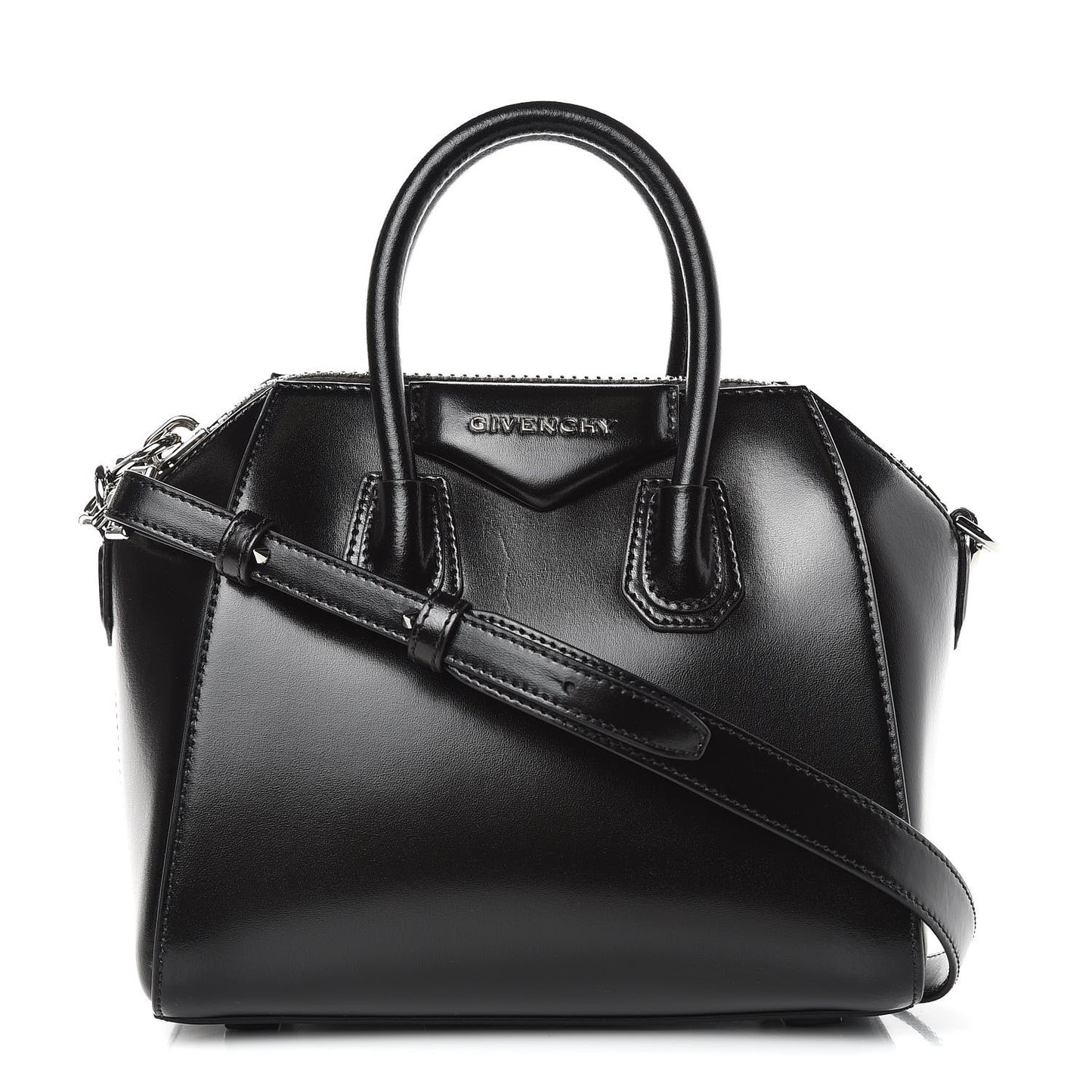 Shiny Lord Calfskin Mini Antigona Black