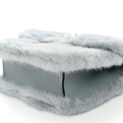 Valentino Garavani Mink Fur Small Glam Lock Rockstud Flap Light Blue 10 of 11