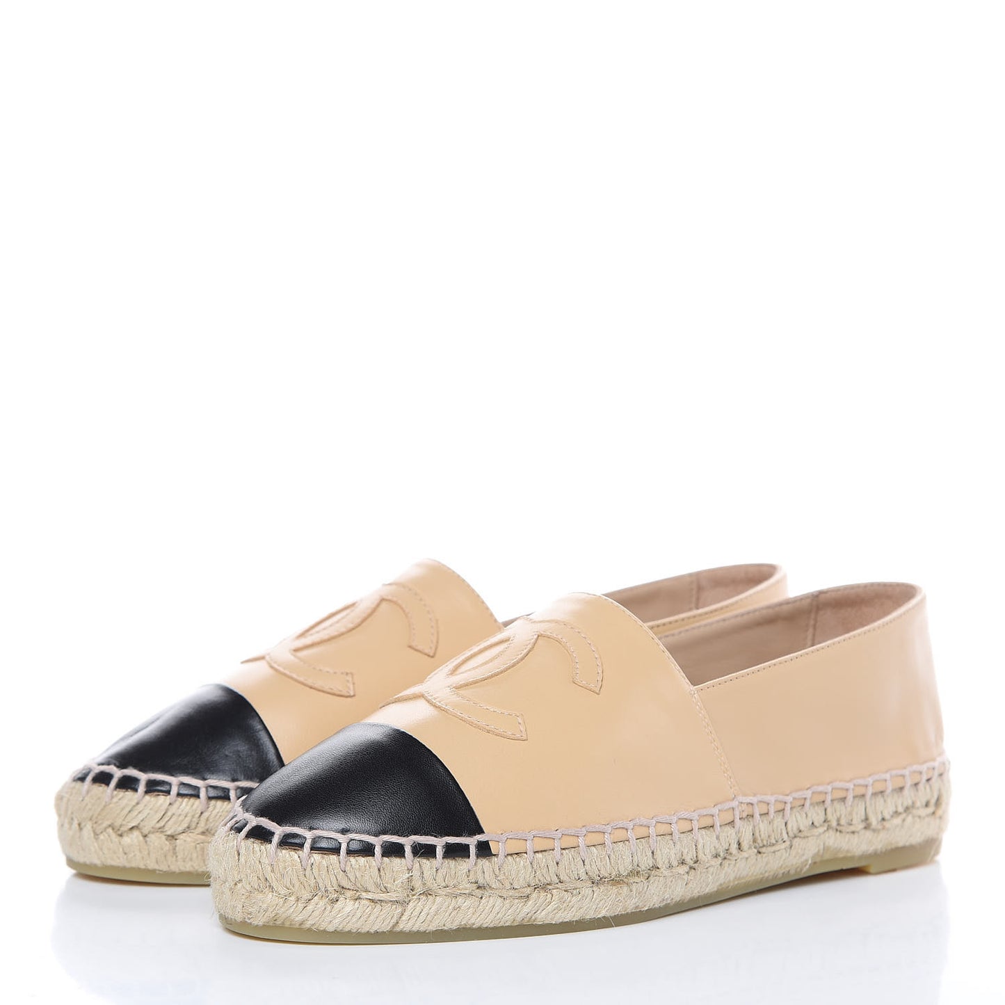 Lambskin CC Espadrilles 36 Beige Black