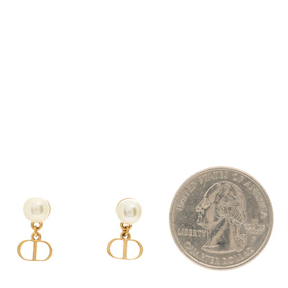 Christian Dior Pearl Heart Tribal Dioramour Earrings Gold Red 3 of 5
