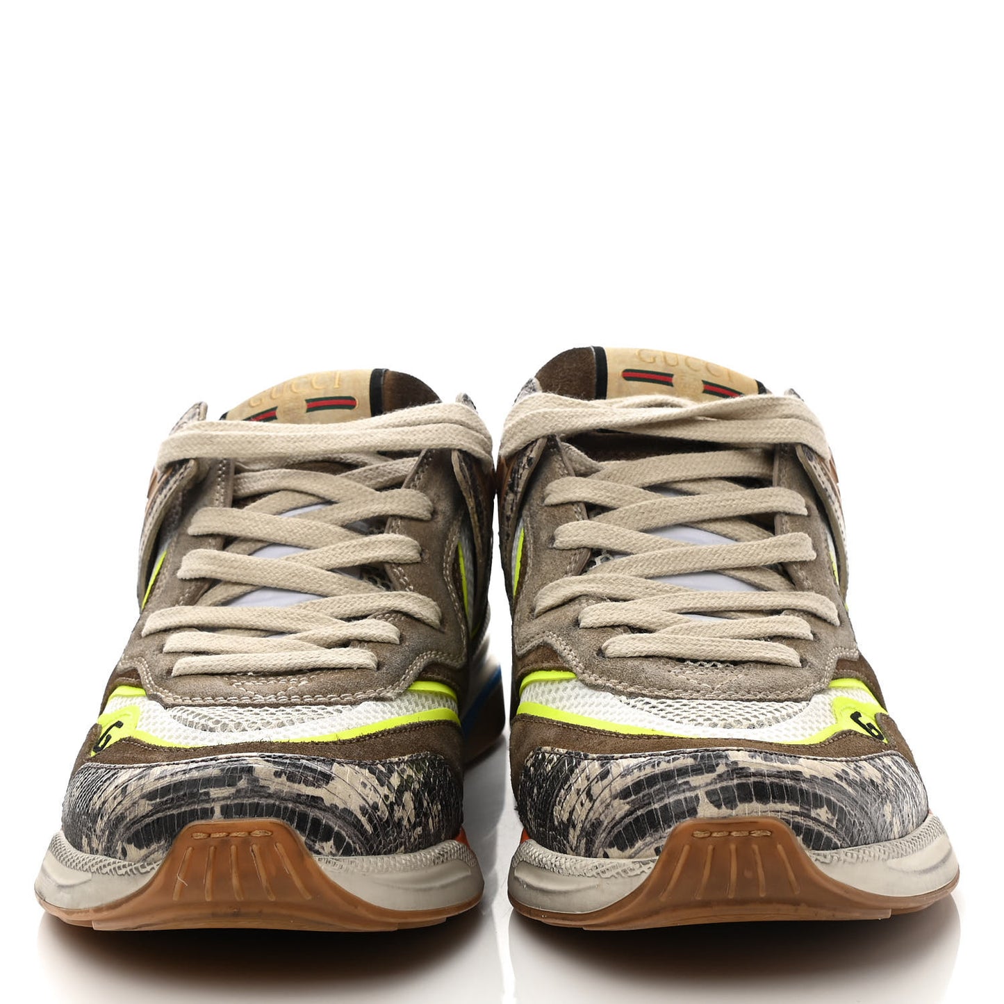 Suede Calfskin Tejus Printed Womens Ultrapace Sneakers 39.5 Natural Ardesia Neon Yellow