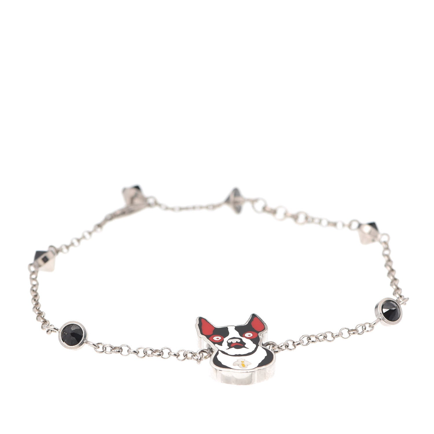 Gucci Sterling Silver Black Spinel Enamel Orso Bracelet 1 of 4