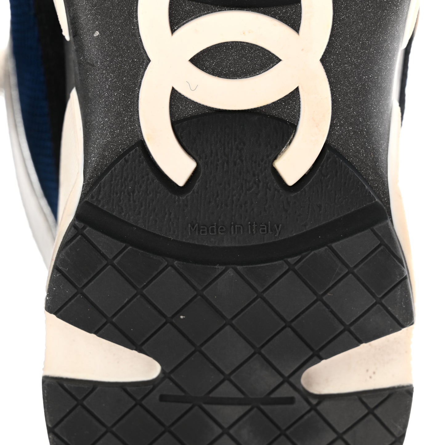 Mesh Suede Calfskin Womens CC Sneakers 37.5 Dark Blue Black White