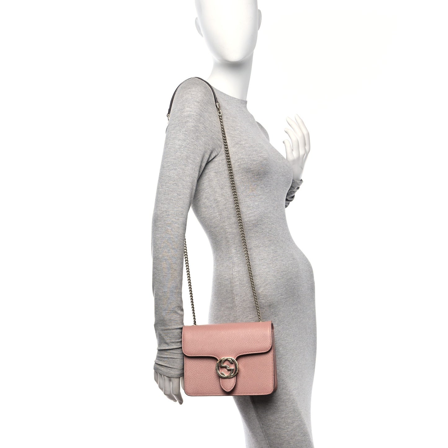 Dollar Calfskin Small Interlocking G Shoulder Bag Soft Pink