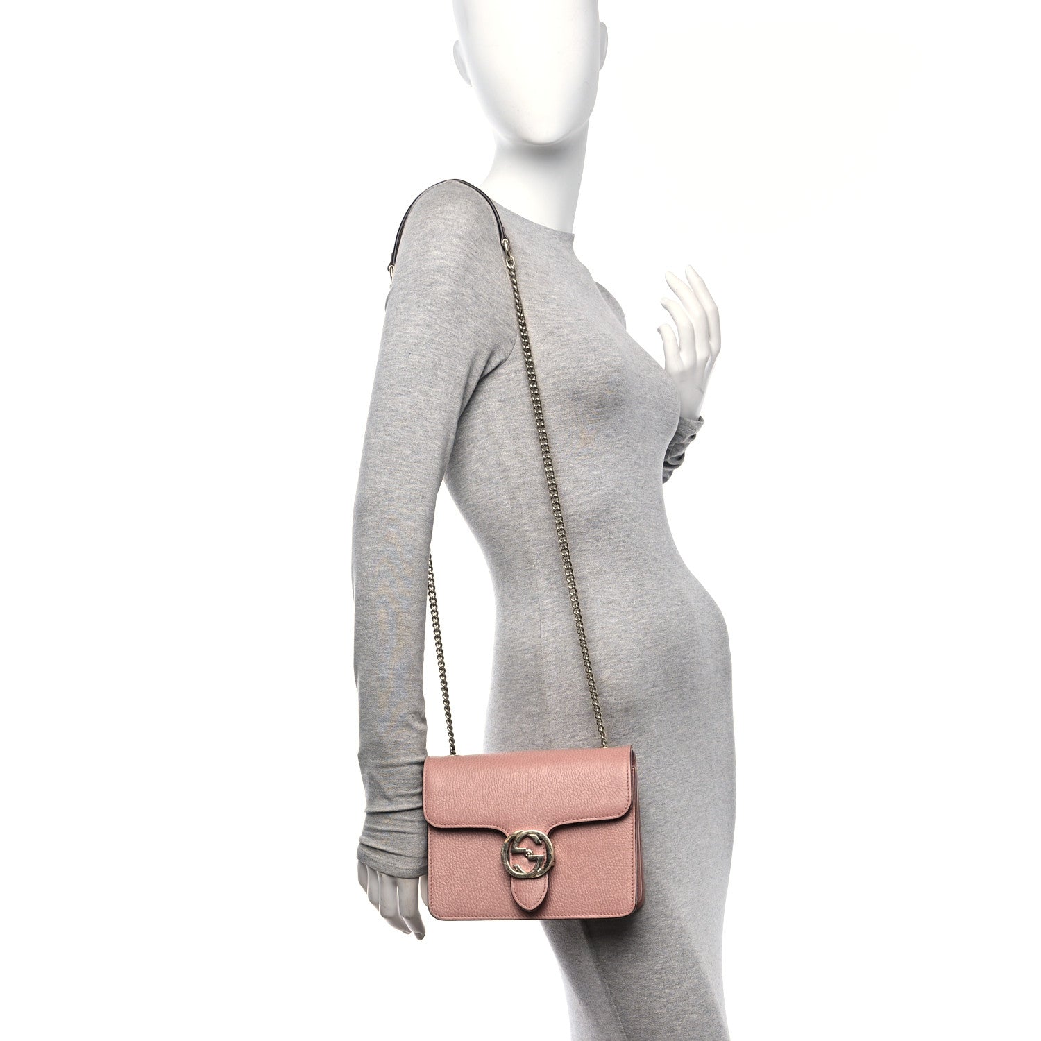 Gucci Dollar Calfskin Small Interlocking G Shoulder Bag Soft Pink 2 of 11