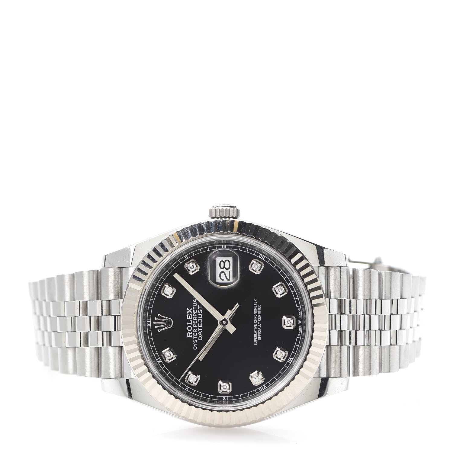 Rolex Stainless Steel 18K White Gold Diamond 41mm Oyster Perpetual Datejust Watch Dark Rhodium 126334 3 of 8