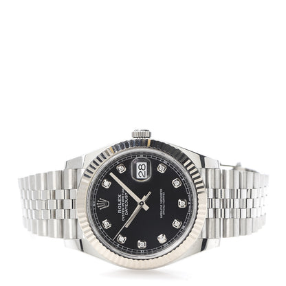 Rolex Stainless Steel 18K White Gold Diamond 41mm Oyster Perpetual Datejust Watch Dark Rhodium 126334 3 of 8