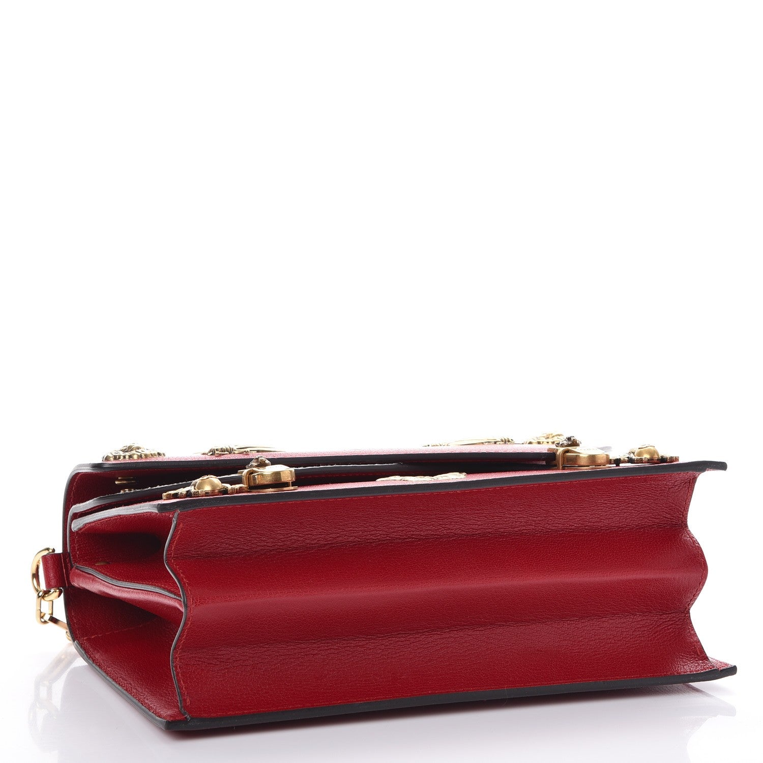 Gucci Calfskin Snakeskin Studded Small Ottilia Top Handle Bag Hibiscus Red 4 of 8
