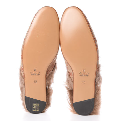 Gucci GG Monogram Fur Mens Princetown Slippers 10 Beige Ruggine Rust 6 of 7