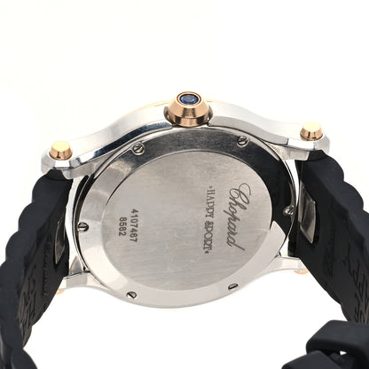 Chopard Stainless Steel 18K Rose Gold Rubber Diamond 36mm Happy Sport Heart Quartz Watch 4 of 5