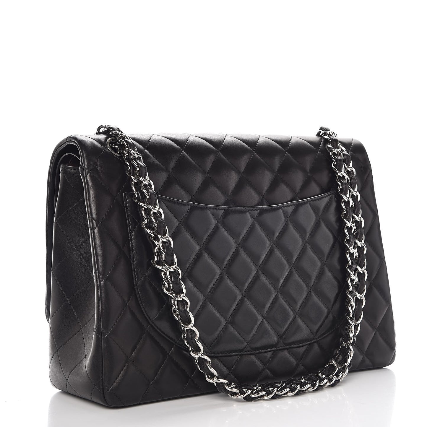 Lambskin Quilted Maxi Double Flap Black