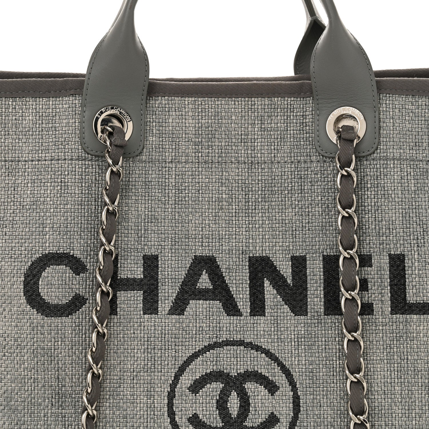 Chanel Woven Straw Raffia Large Deauville Tote Grey 8 of 12
