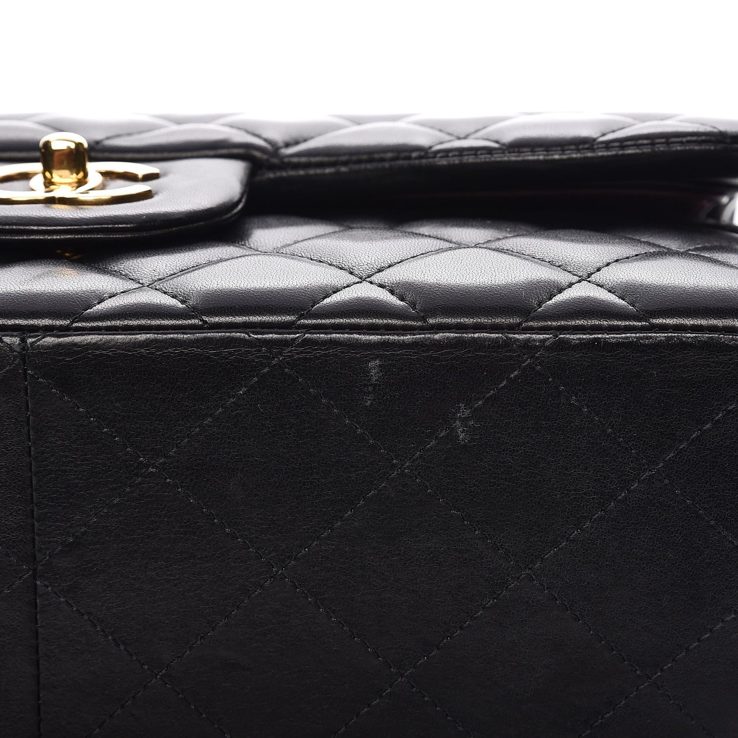 Lambskin Quilted Jumbo Double Flap Black