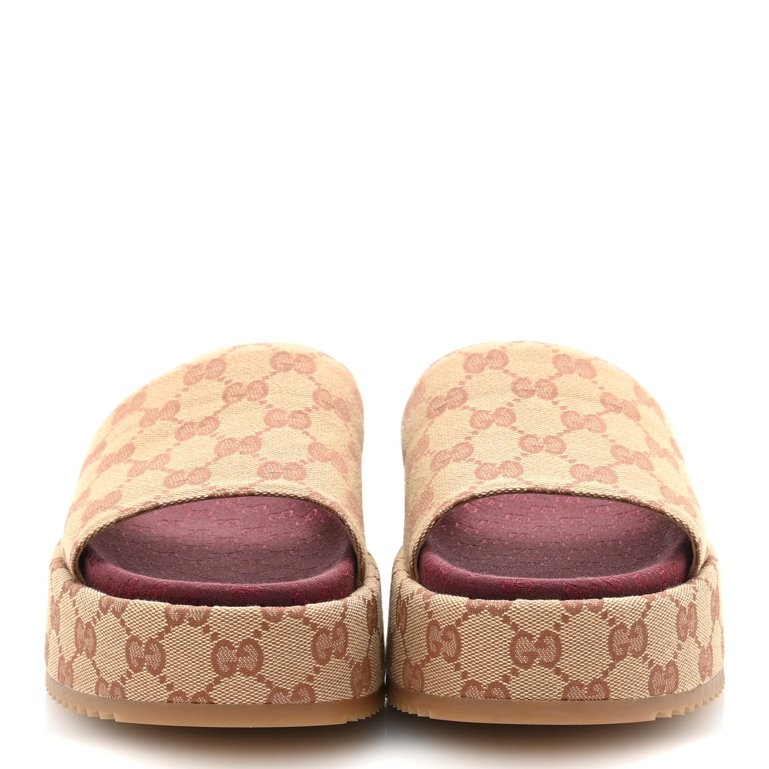 Gucci Canvas GG Monogram Angelina Platform Slide Sandals 40 Beige Ruggine 3 of 9
