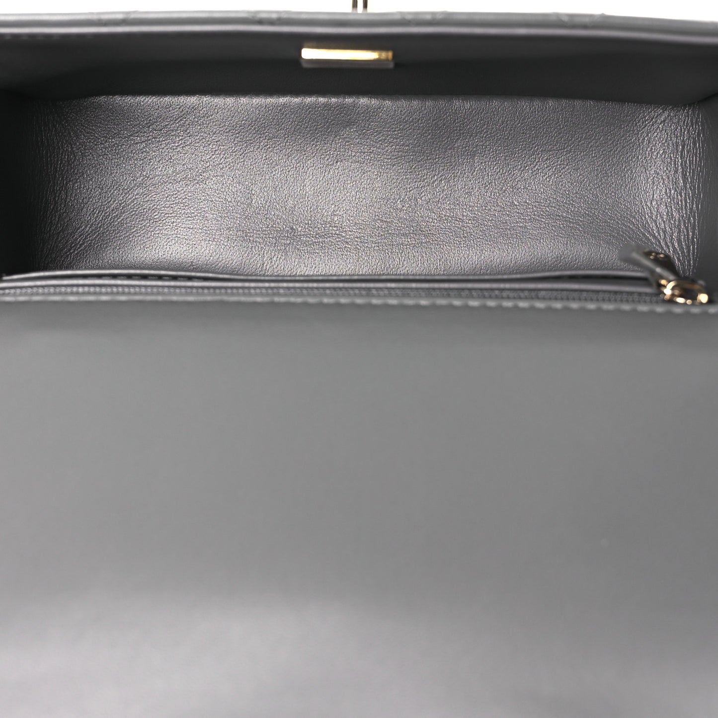 Lambskin Quilted Mini Top Handle Rectangular Flap Dark Grey