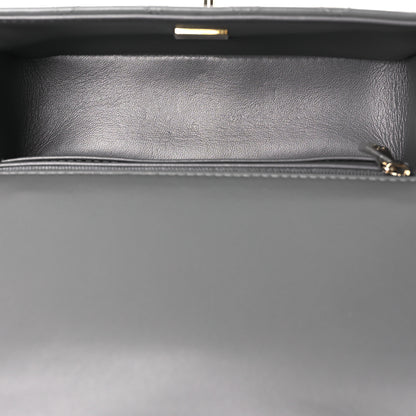 Chanel Lambskin Quilted Mini Top Handle Rectangular Flap Dark Grey 5 of 13