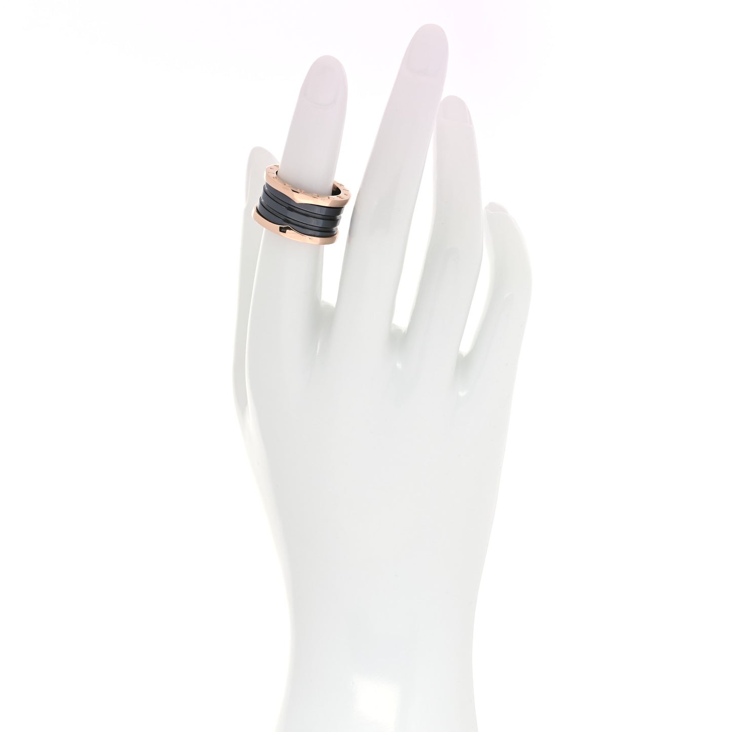 18K Rose Gold Black Ceramic B.Zero1 Four-Band Ring 51 5.75