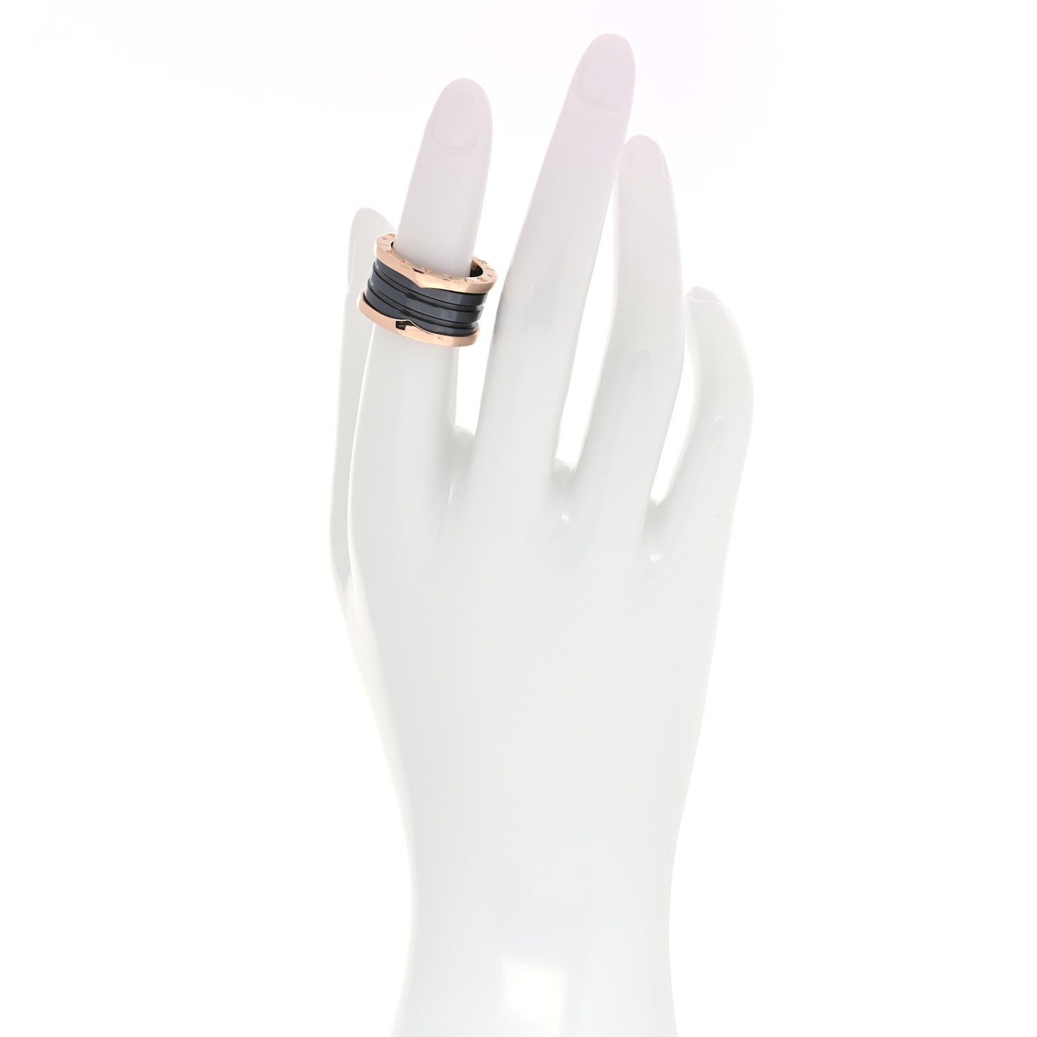 Bulgari 18K Rose Gold Black Ceramic B.Zero1 Four-Band Ring 51 5.75 2 of 7