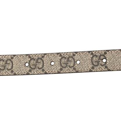 Gucci GG Supreme Monogram Plutone Calfskin Double G Reversible 20mm Belt 85 34 Beige Rosso Ancora 3 of 5