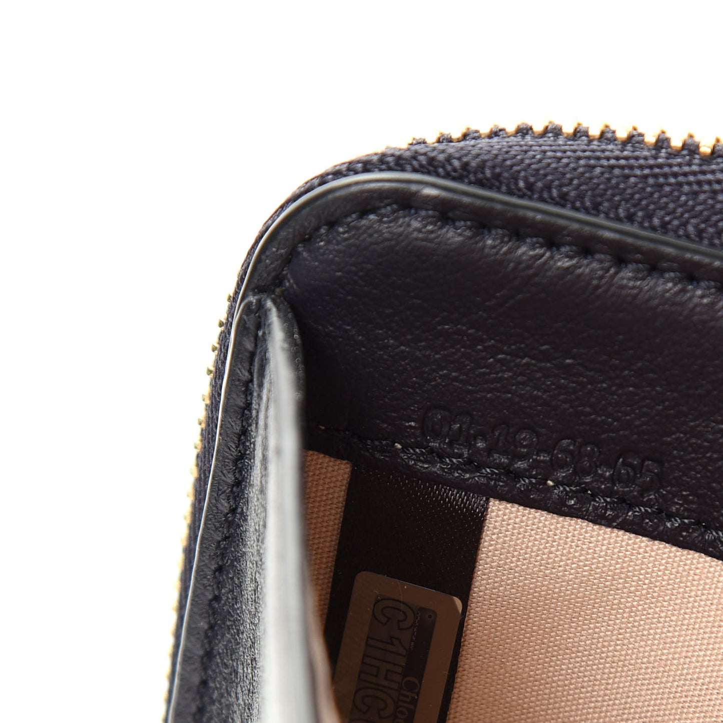 Calfskin Logo Vick Zip Card Case Full Blue
