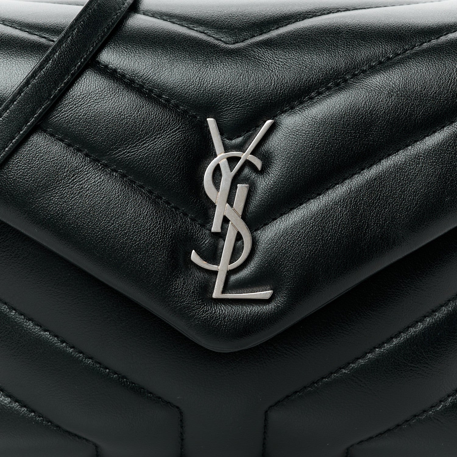 Saint Laurent Calfskin Y Quilted Monogram Toy Loulou Crossbody Bag Black 9 of 12