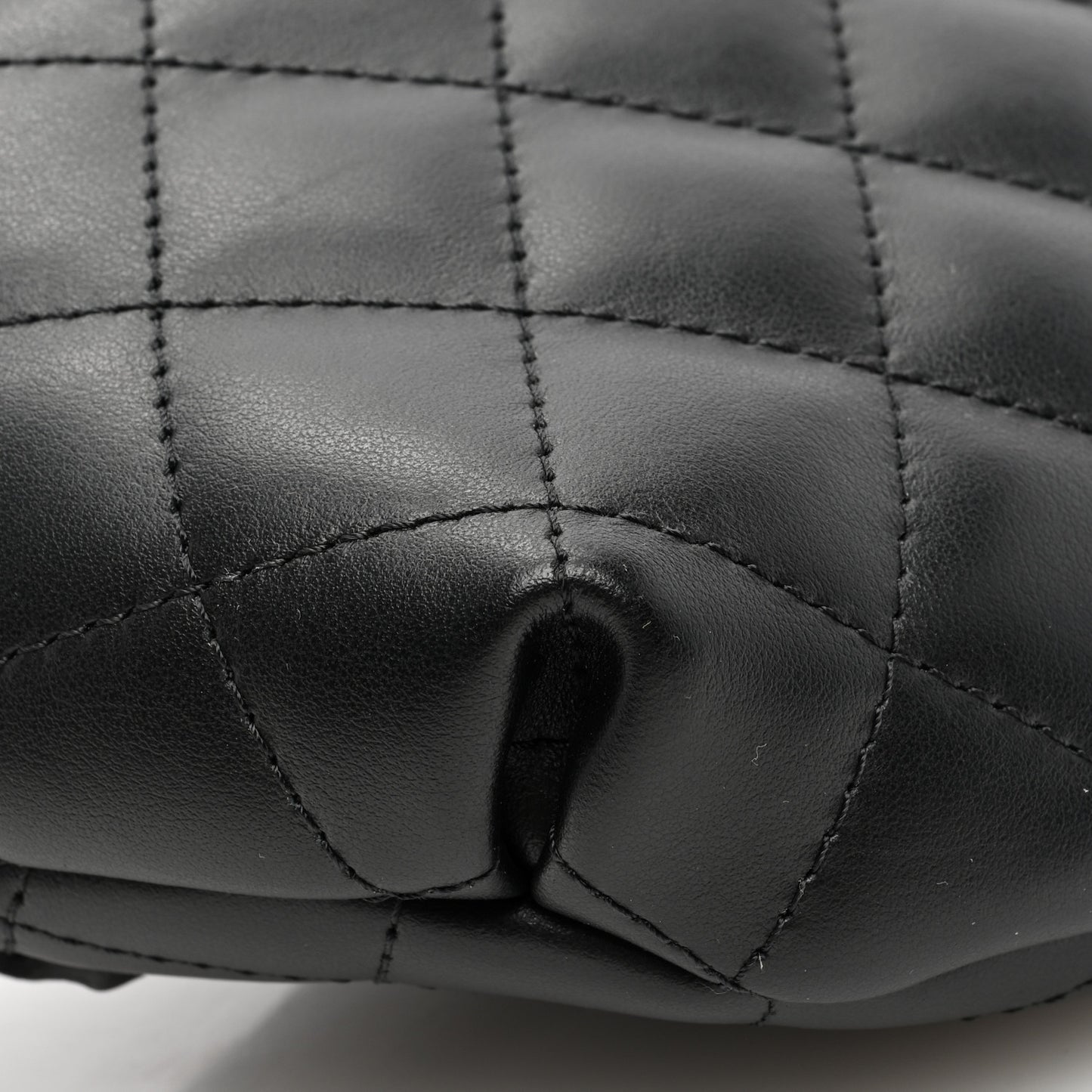 Lambskin Quilted Waist Belt Bag Black