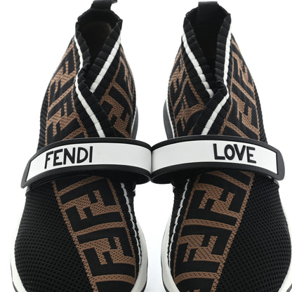 Fendi Stretch Yarn FF Stiff Band Rockoko Sneakers 40 Black White Tobacco 7 of 8