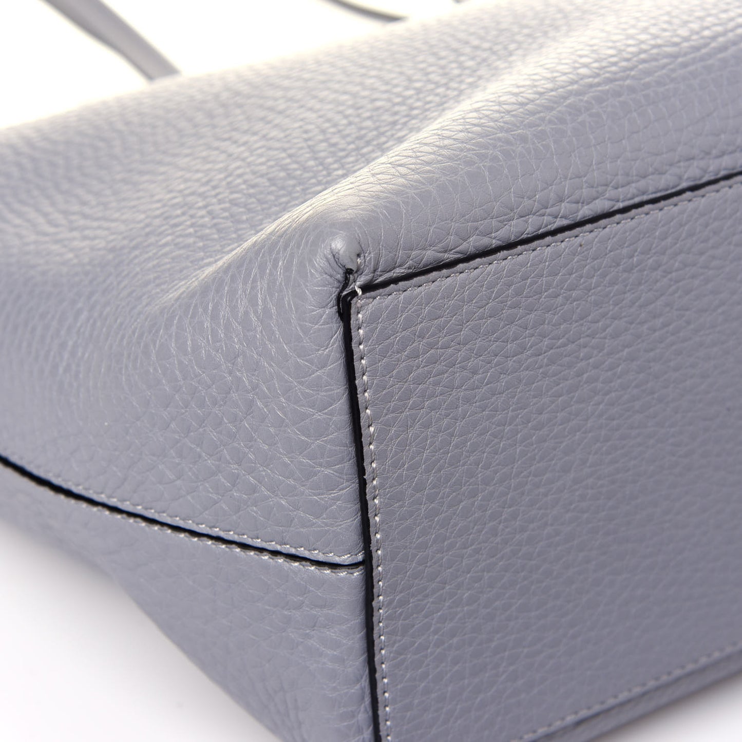 Grained Calfskin Rockstud Shoulder Tote Pastel Grey
