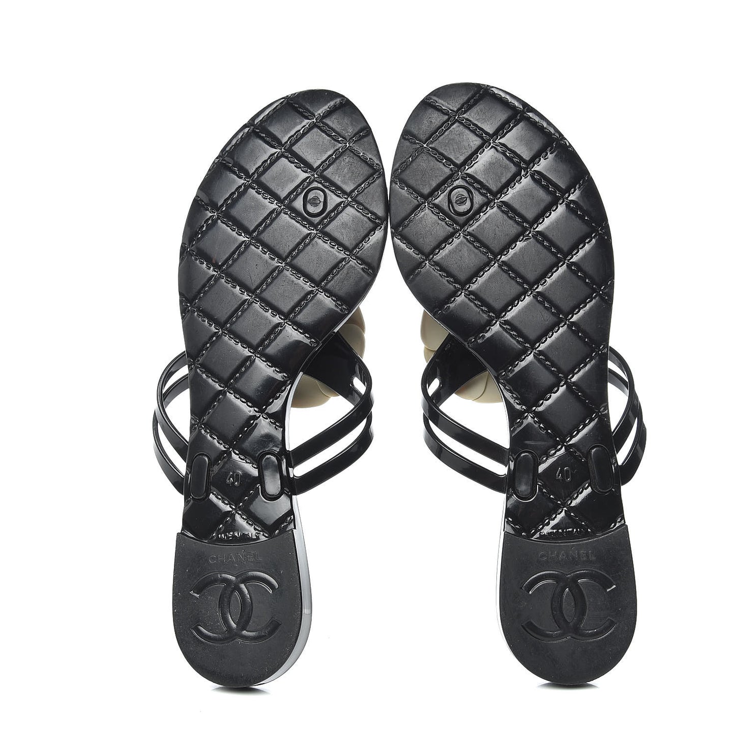 Jelly Camellia Thong Sandals 40 Black Ivory