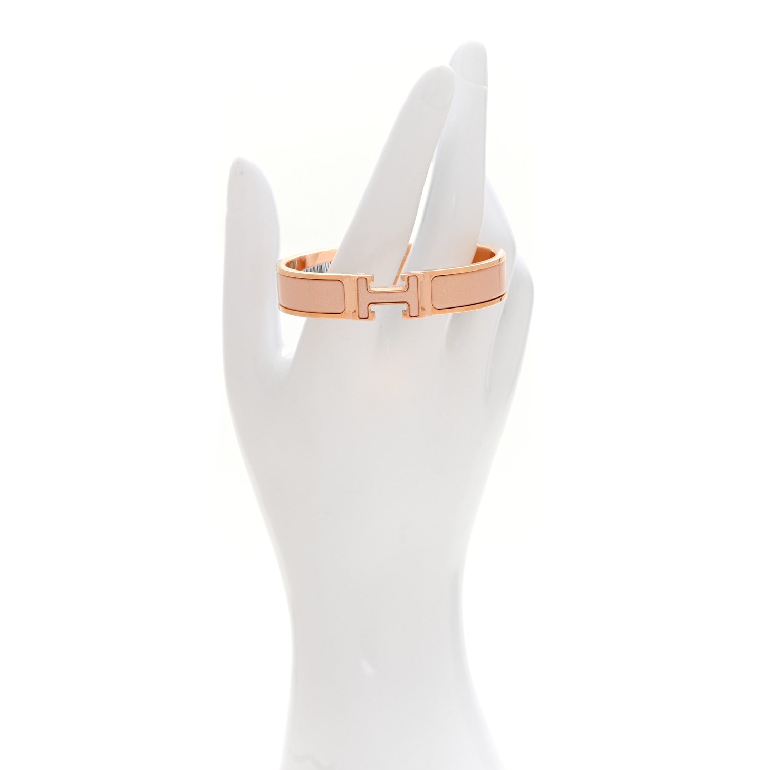 Hermes Enamel Glitter Narrow Clic Clac H Bracelet PM Rose Cassata 2 of 5