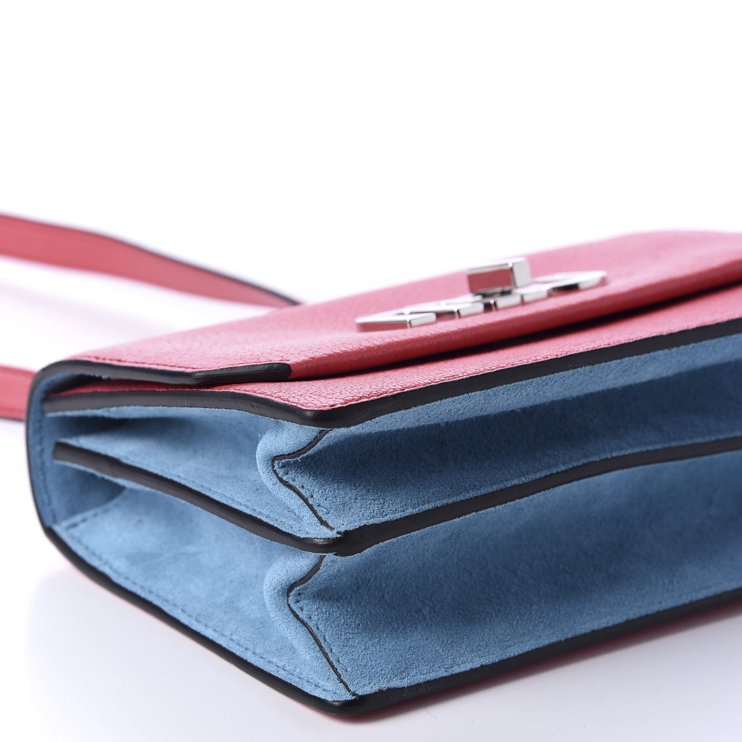 Goatskin Suede Madras Miu Logo Shoulder Bag Peonia Astrale