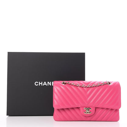 Chanel Lambskin Chevron Quilted Medium Double Flap Pink 9 of 9