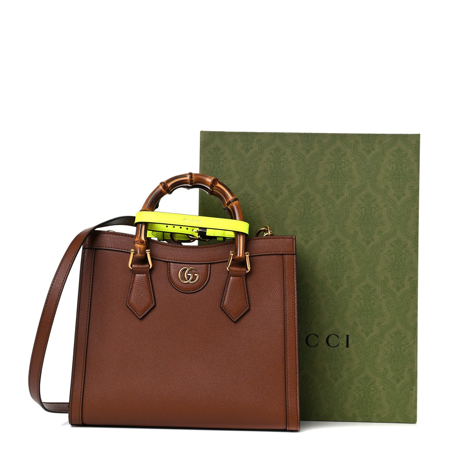 Wonka Grain Calfskin Small Diana Tote Bag Cuir Yellow Fluo