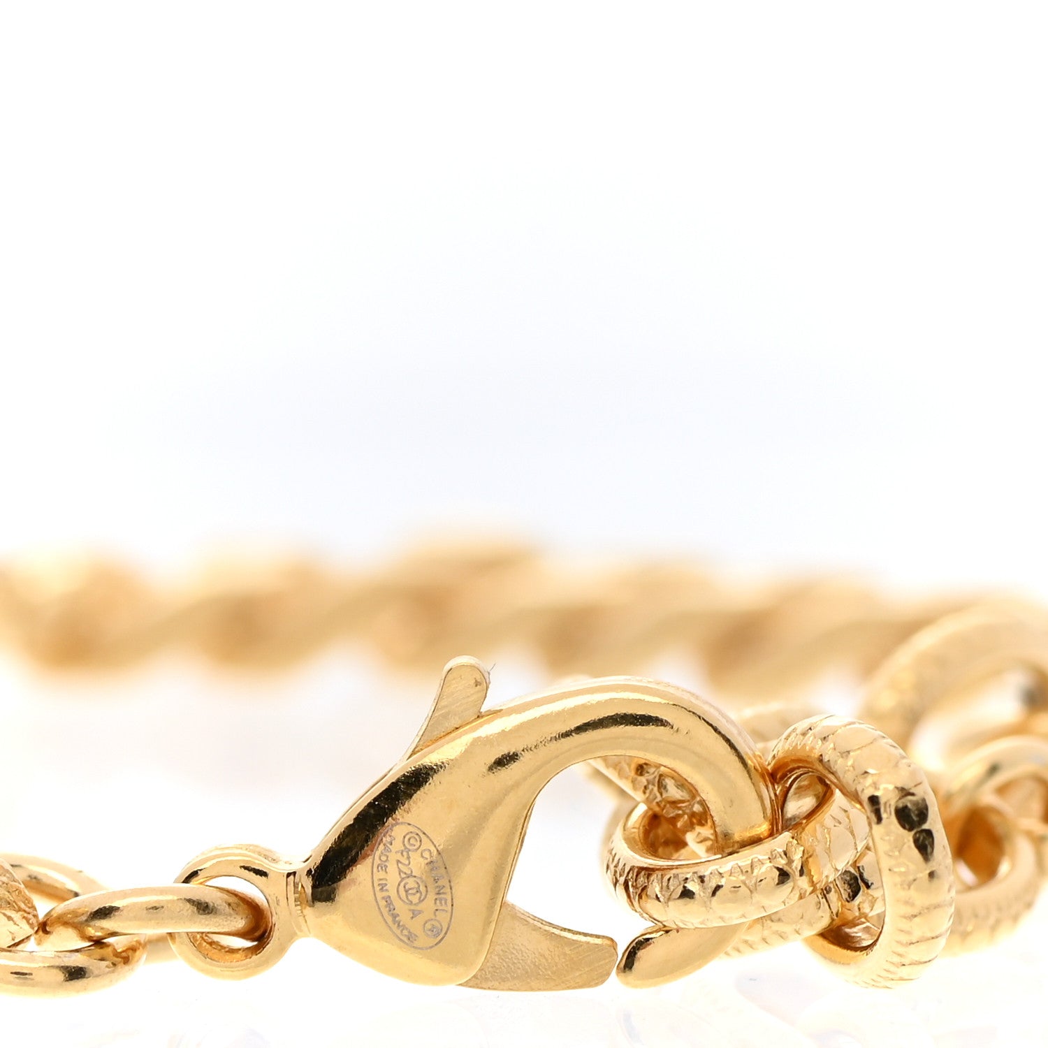 Chanel Crystal CC Chain Link Bracelet Gold 4 of 5