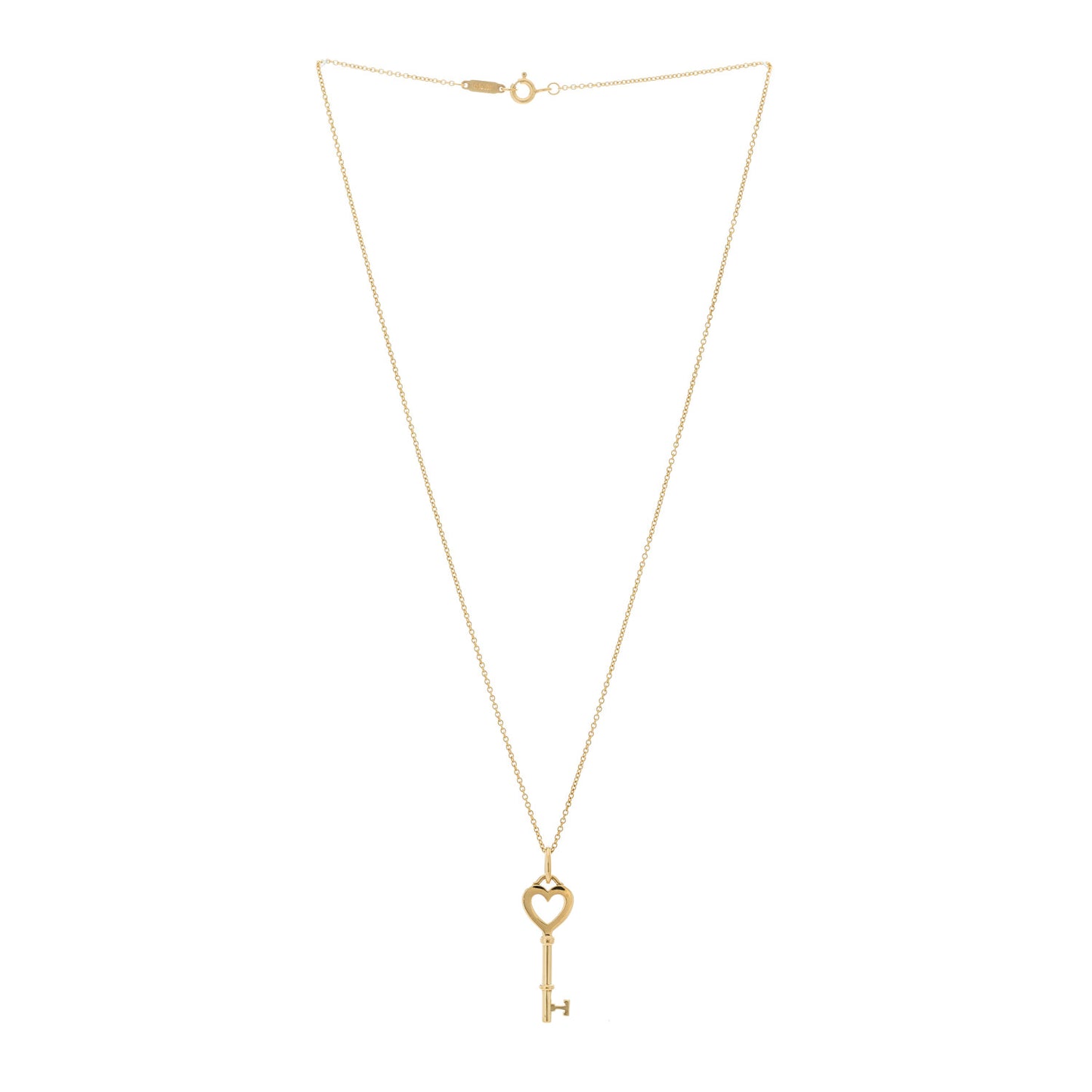 18K Yellow Gold Mini Heart Key Pendant Necklace