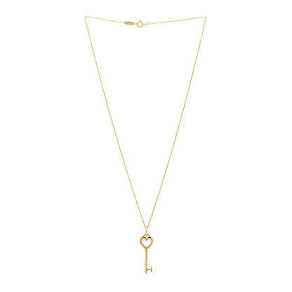 Tiffany 18K Yellow Gold Mini Heart Key Pendant Necklace 3 of 7