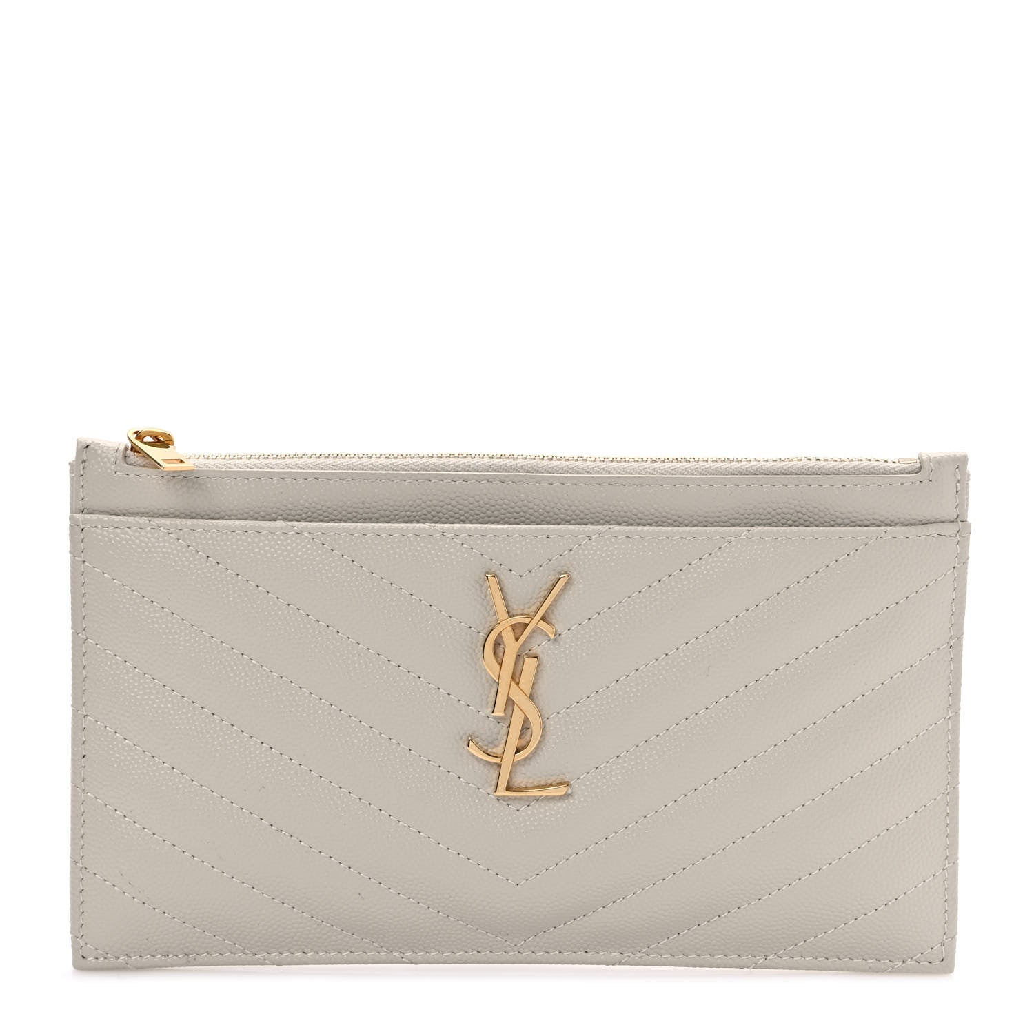 Saint Laurent Grain De Poudre Chevron Monogram Bill Pouch Crema Soft 1 of 7