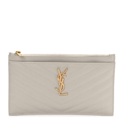 Saint Laurent Grain De Poudre Chevron Monogram Bill Pouch Crema Soft 1 of 7