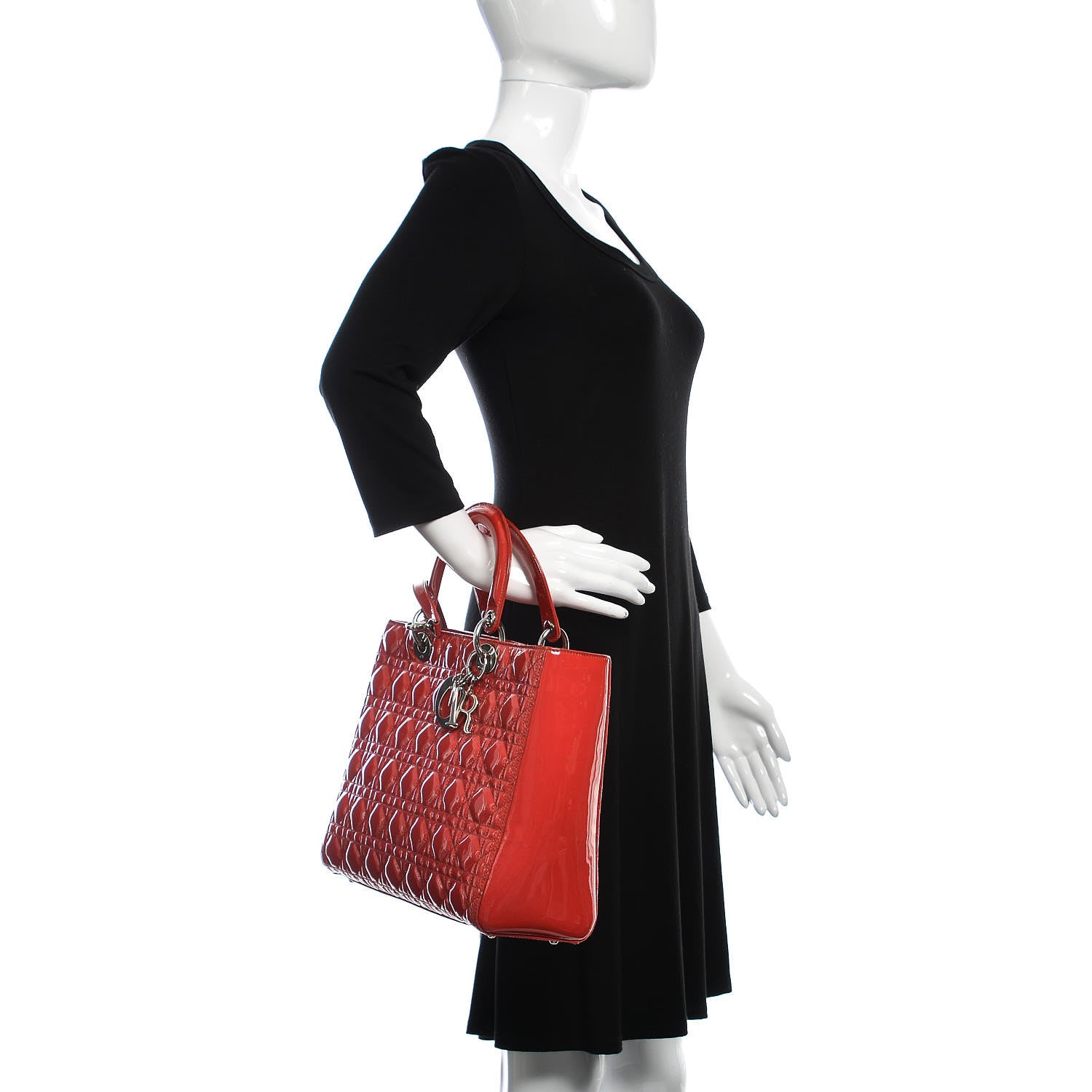 Christian Dior Patent Cannage Large Lady Dior Red 2 of 28