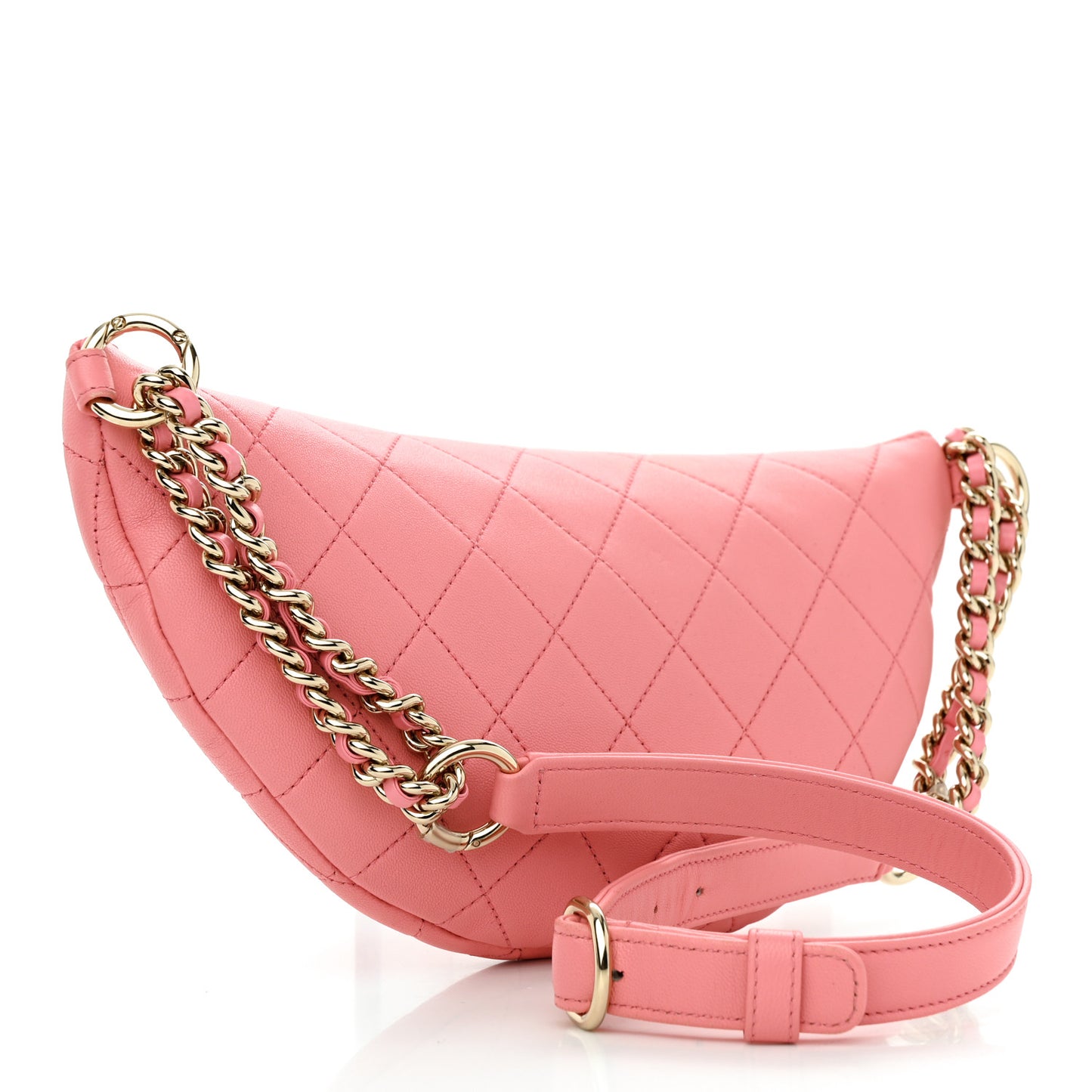 Lambskin Quilted Studded Waist Bag Fanny Pack Pink