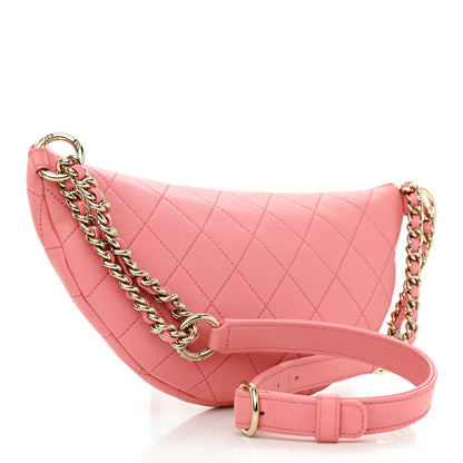Chanel Lambskin Quilted Studded Waist Bag Fanny Pack Pink 3 of 10