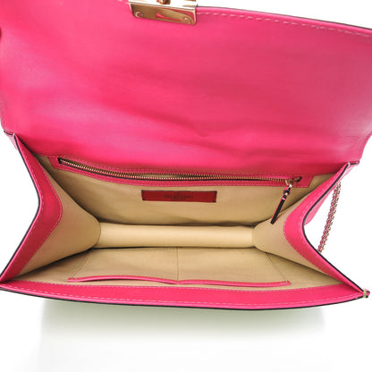 Valentino Garavani Vitello Tri-Color Large Glam Lock Rockstud Flap Pop Gardenia Pop Apple Pop Fuxia 6 of 8